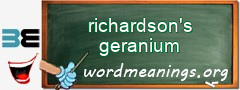 WordMeaning blackboard for richardson's geranium